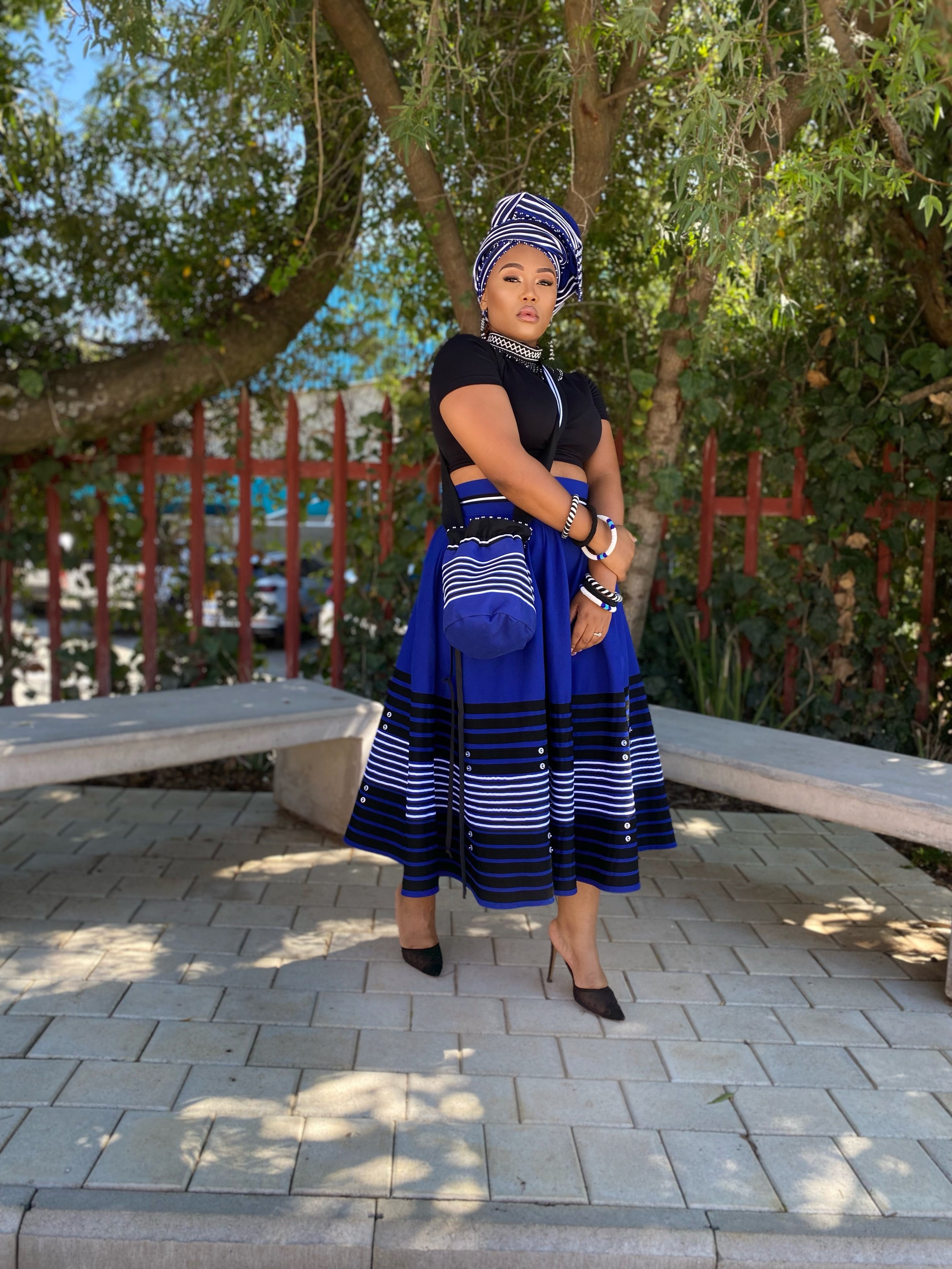 Royal blue, turquoise and red women’s skirts