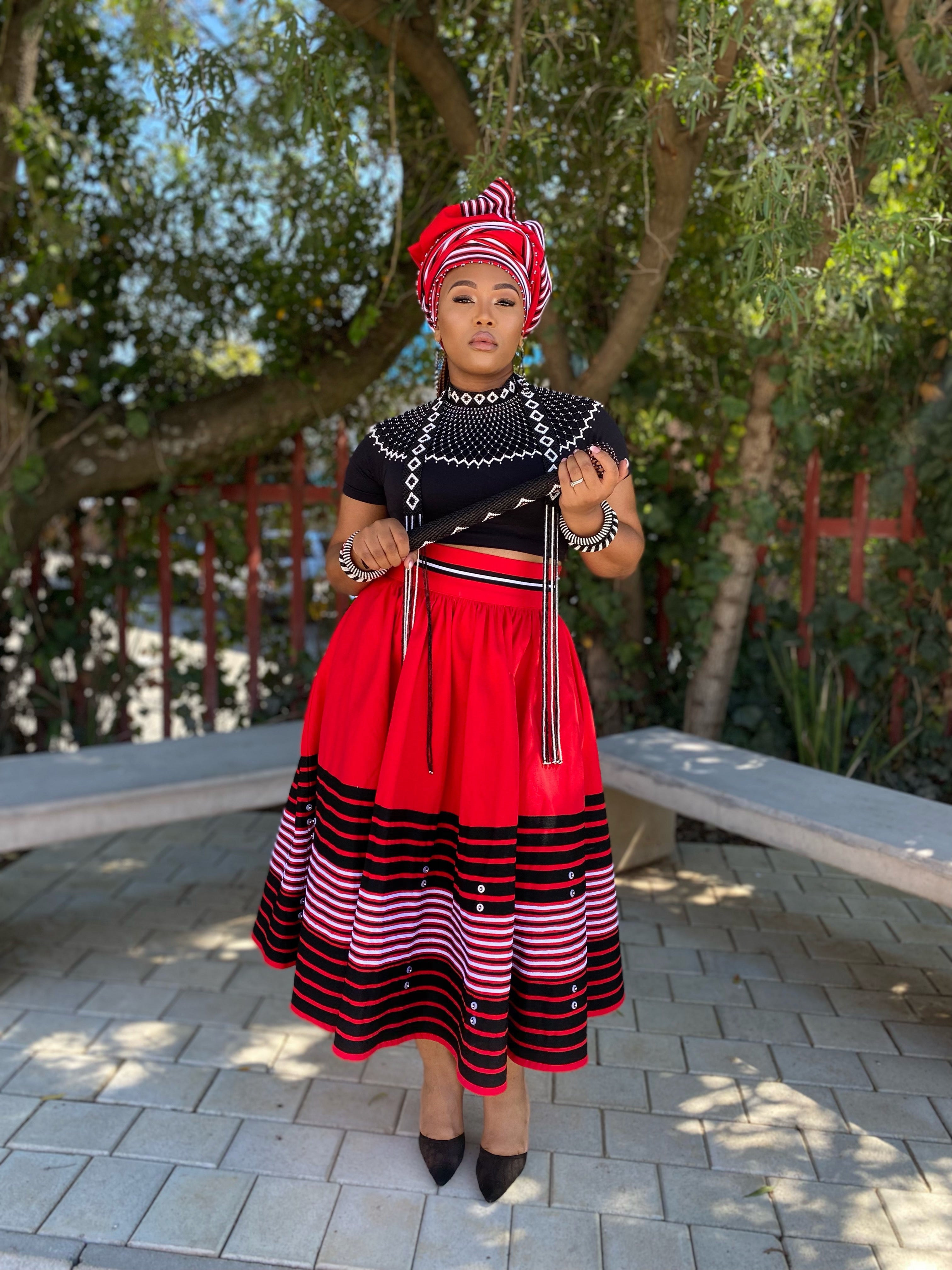 Royal blue, turquoise and red women’s skirts