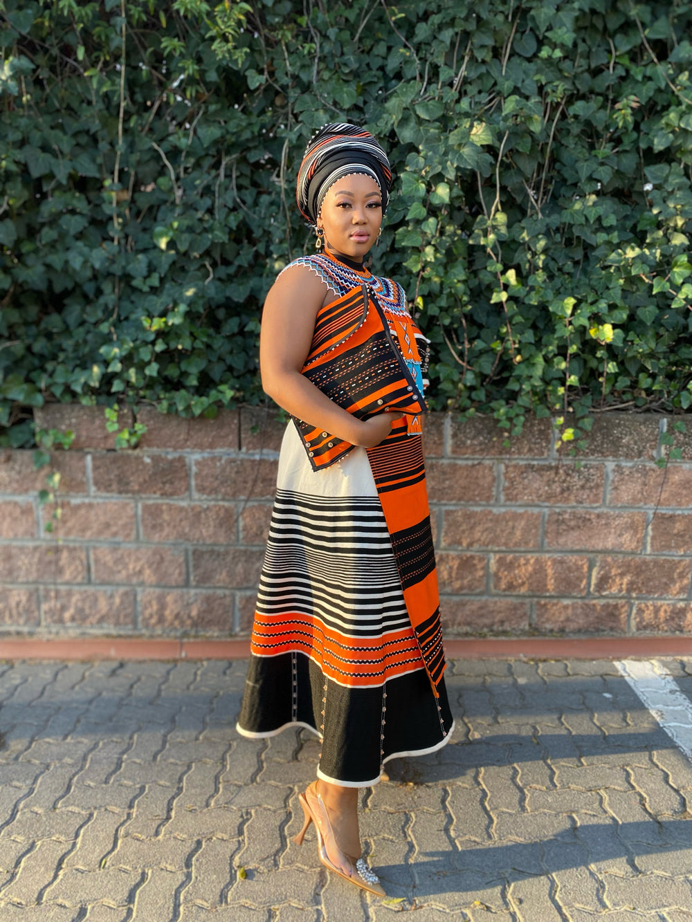Incebetha Images Cream and Orange 5 piece set