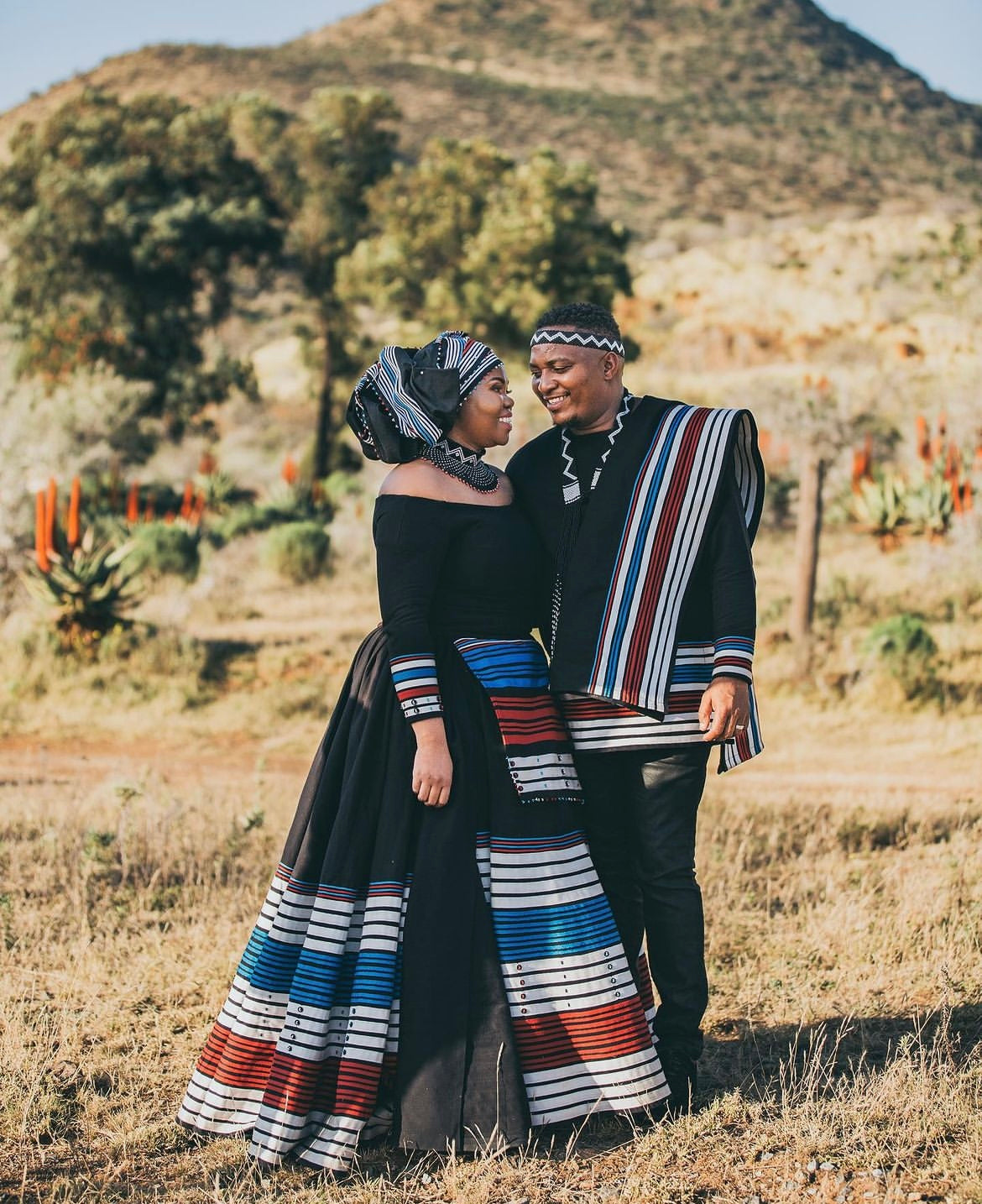 Black Red White and Blue wedding ensemble